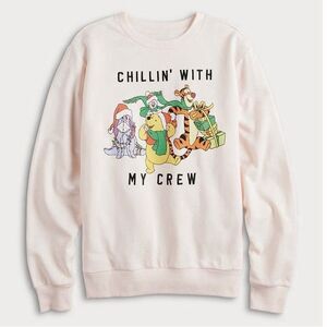 Disney Winnie The Pooh Christmas Chillin’ With My Friends Pink Pullover Junior M